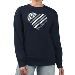 New York Yankees G-III 4Her by Carl Banks Women's Heart Logo Fleece Pullover Sweatshirt Sale