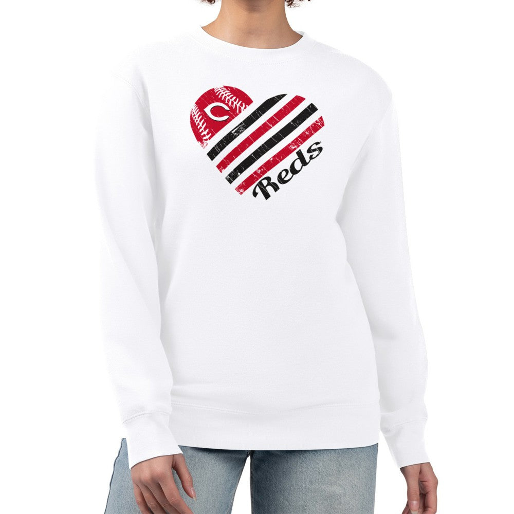 Cincinnati Reds G-III 4Her by Carl Banks Women's Heart Logo Fleece Pullover Sweatshirt Near Me