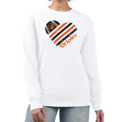 Baltimore Orioles G-III 4Her by Carl Banks Women's Heart Logo Fleece Pullover Sweatshirt Sale