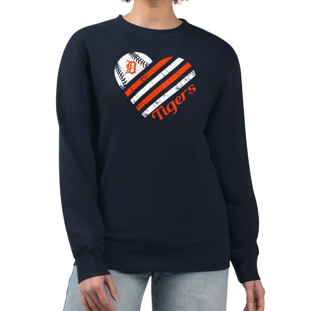 Detroit Tigers G-III 4Her by Carl Banks Women's Heart Logo Fleece Pullover Sweatshirt Discount