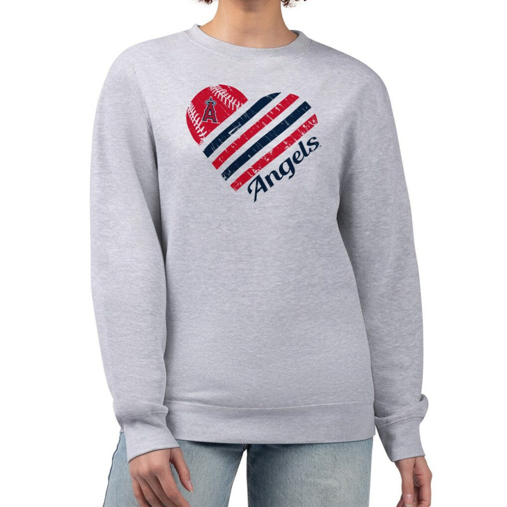 Los Angeles Angels G-III 4Her by Carl Banks Women's Heart Logo Fleece Pullover Sweatshirt Sale