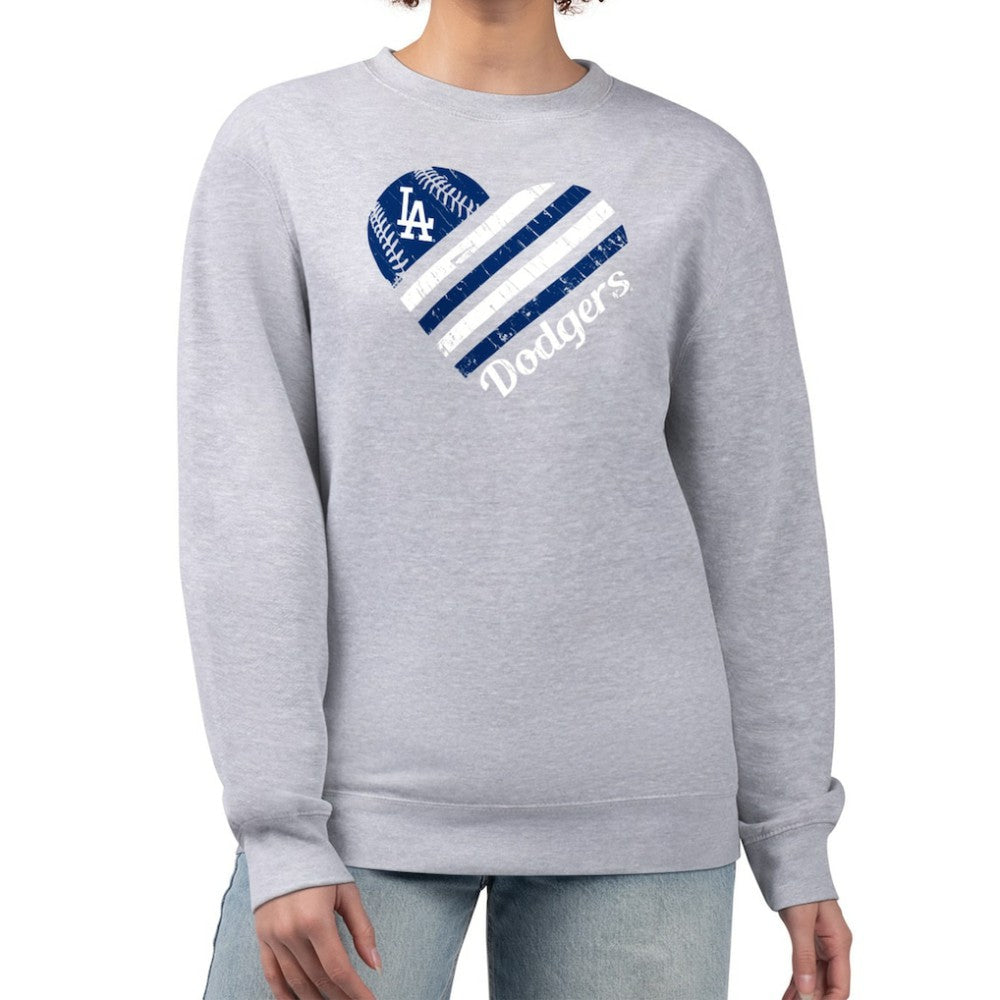 Los Angeles Dodgers G-III 4Her by Carl Banks Women's Heart Logo Fleece Pullover Sweatshirt Outlet