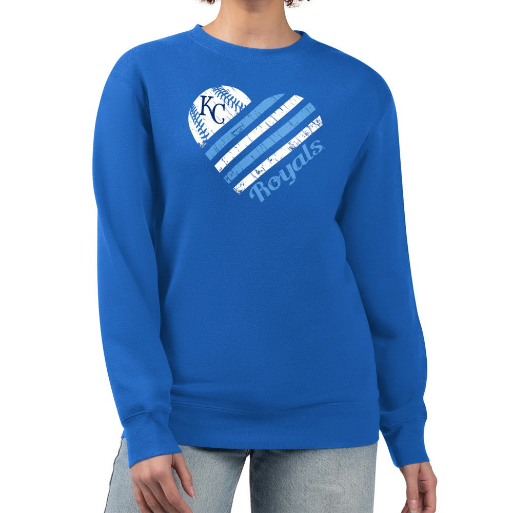Kansas City Royals G-III 4Her by Carl Banks Women's Heart Logo Fleece Pullover Sweatshirt Discount