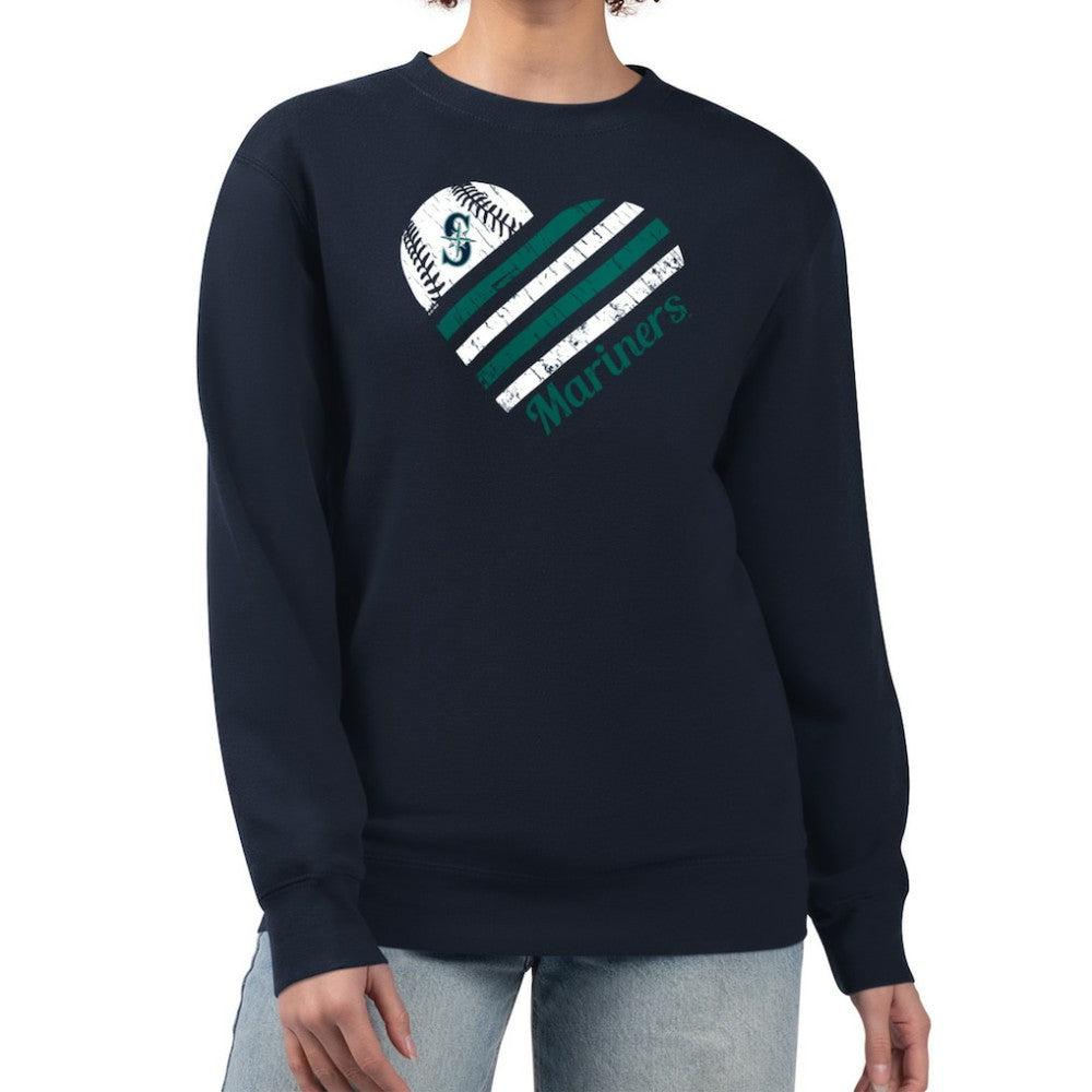 Seattle Mariners G-III 4Her by Carl Banks Women's Heart Logo Fleece Pullover Sweatshirt for sale