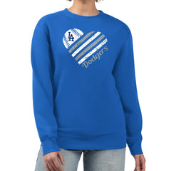 Los Angeles Dodgers G-III 4Her by Carl Banks Women's Heart Logo Fleece Pullover Sweatshirt Outlet