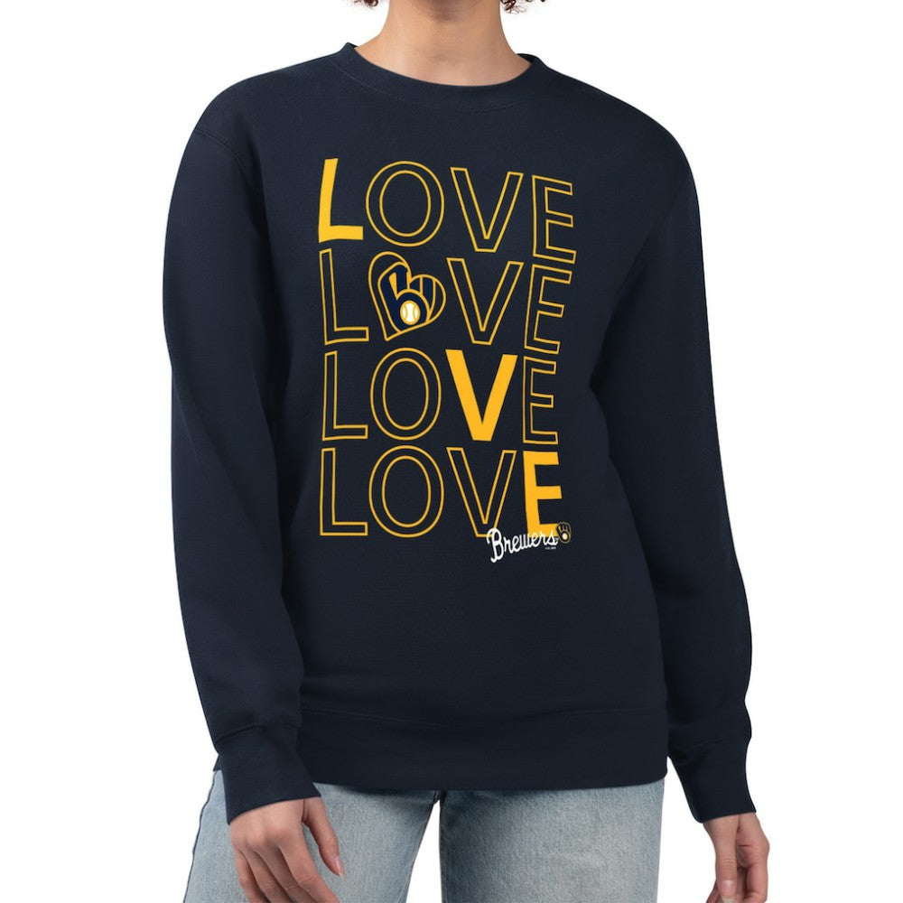 Milwaukee Brewers G-III 4Her by Carl Banks Women's Love Team Logo Fleece Pullover Sweatshirt Online