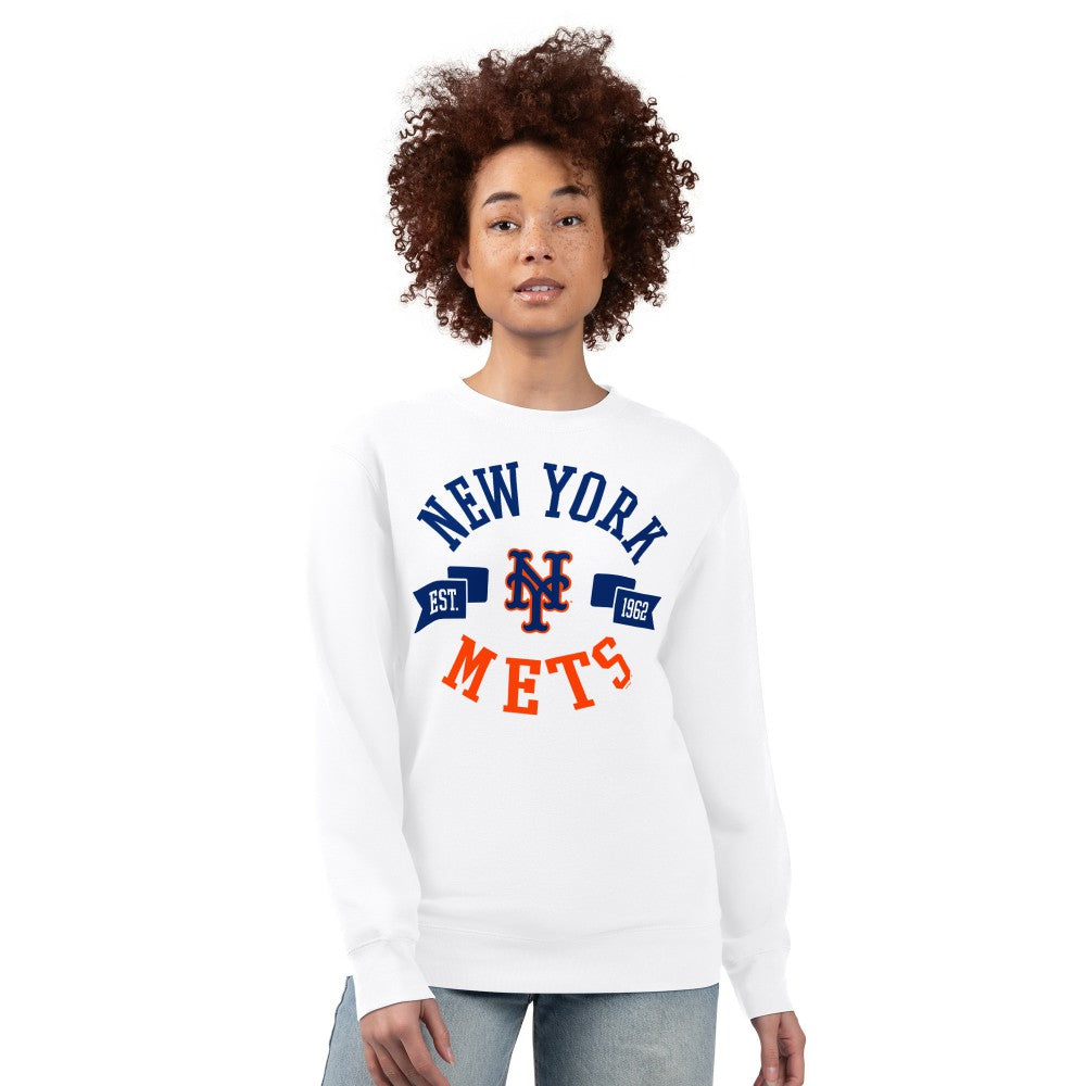 New York Mets G-III 4Her by Carl Banks Women's Team Logo Fleece Pullover Sweatshirt for sale