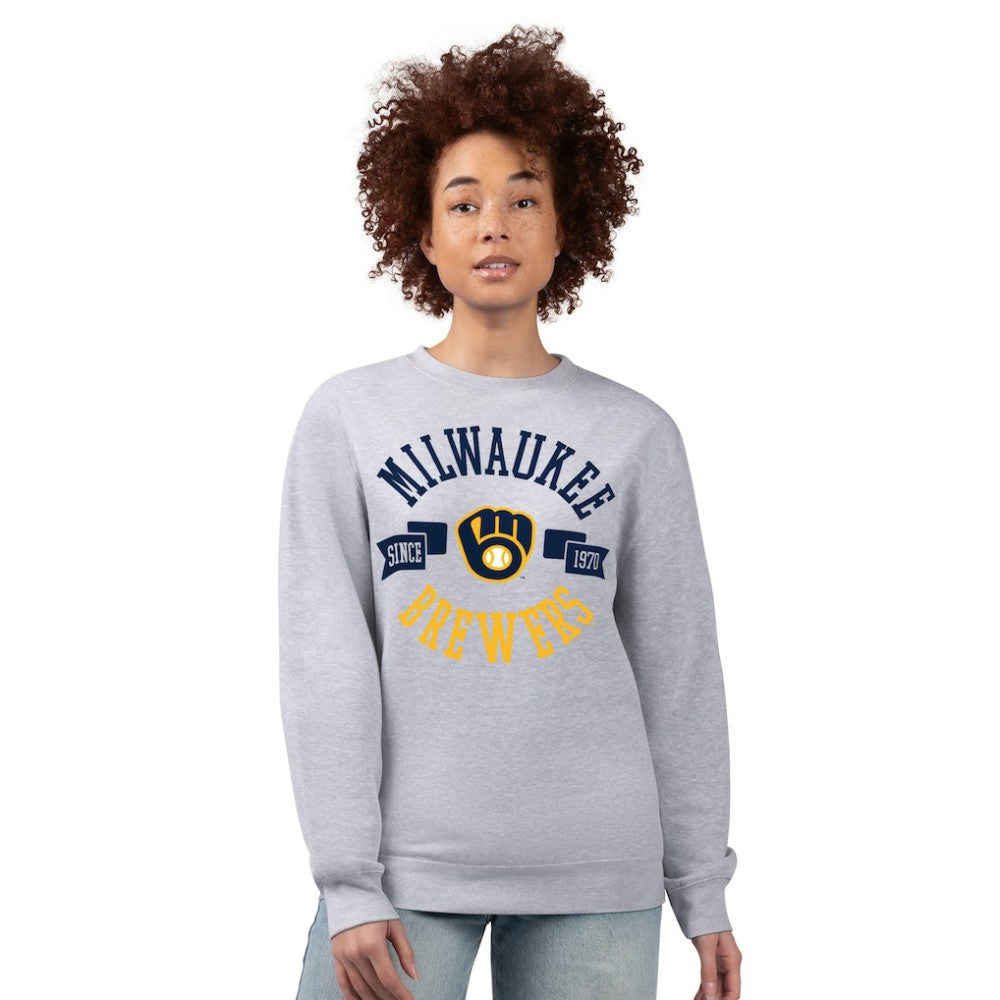 Milwaukee Brewers G-III 4Her by Carl Banks Women's Team Logo Fleece Pullover Sweatshirt Outlet