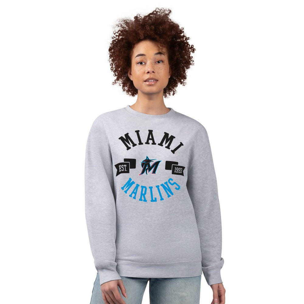 Miami Marlins G-III 4Her by Carl Banks Women's Team Logo Fleece Pullover Sweatshirt Discount