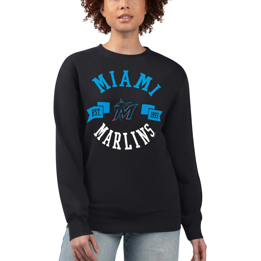 Miami Marlins G-III 4Her by Carl Banks Women's Team Logo Fleece Pullover Sweatshirt Online