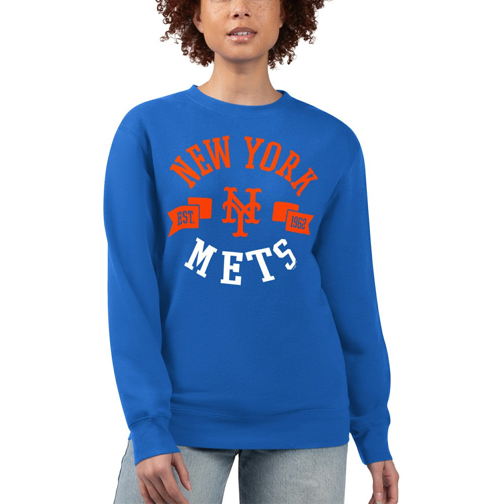 New York Mets G-III 4Her by Carl Banks Women's Team Logo Fleece Pullover Sweatshirt Online