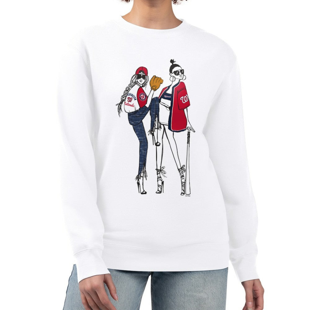 Washington Nationals G-III 4Her by Carl Banks Women's Baseball Girls Fleece Pullover Sweatshirt Outlet