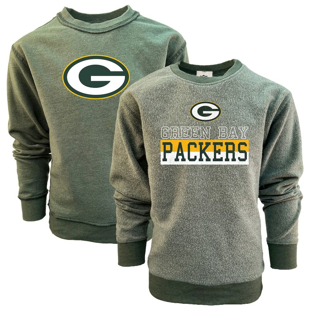 Green Bay Packers Wes & Willy Youth Reversible Fleece Pullover Sweatshirt - Green - NFL