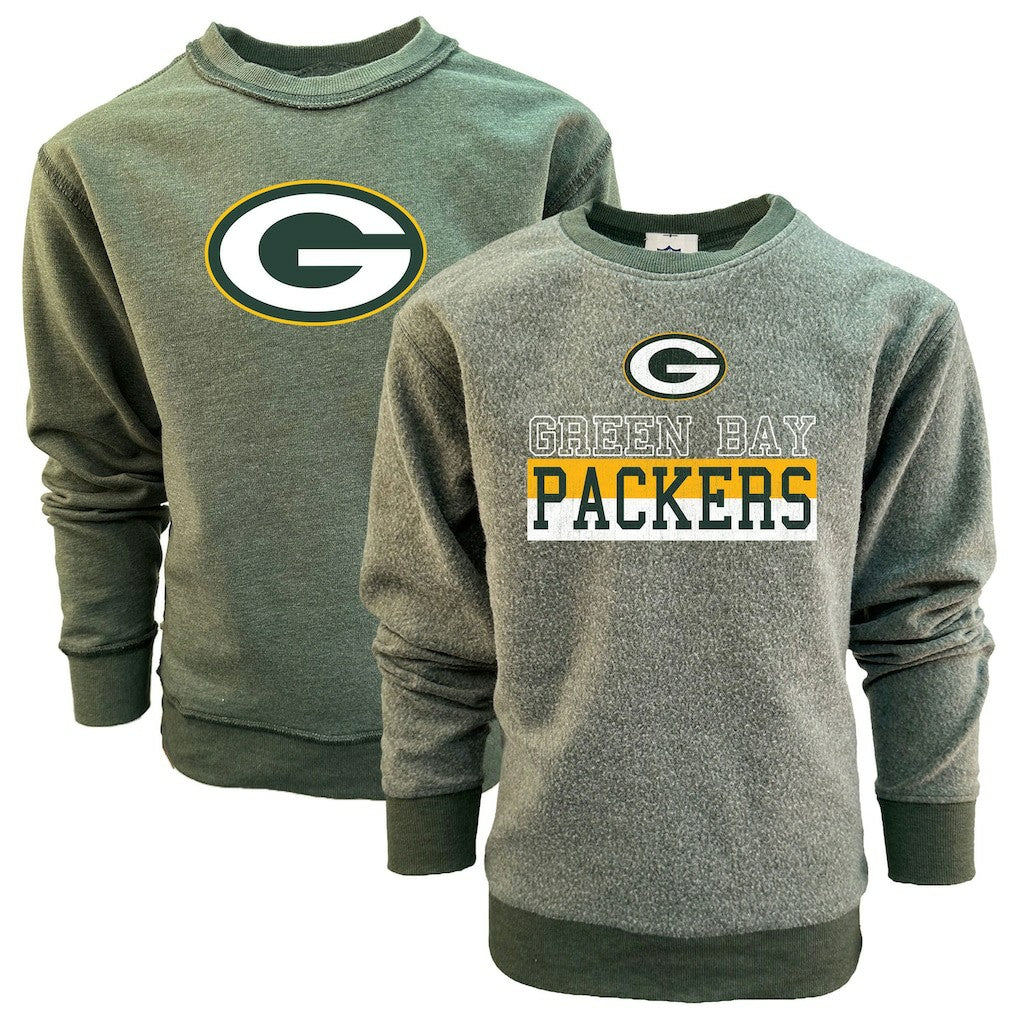 Green Bay Packers Wes & Willy Youth Reversible Fleece Pullover Sweatshirt - Green - NFL