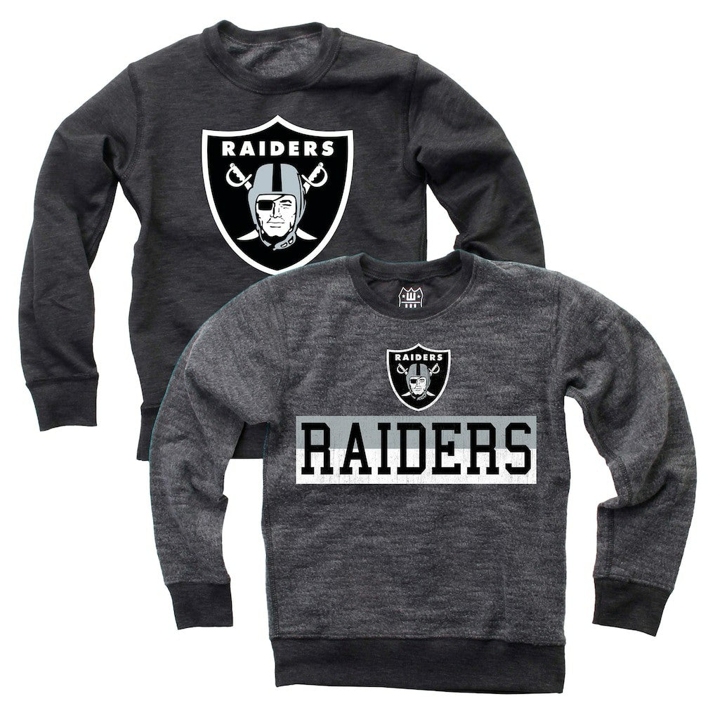 Las Vegas Raiders Wes & Willy Youth Reversible Fleece Pullover Sweatshirt - Black - NFL