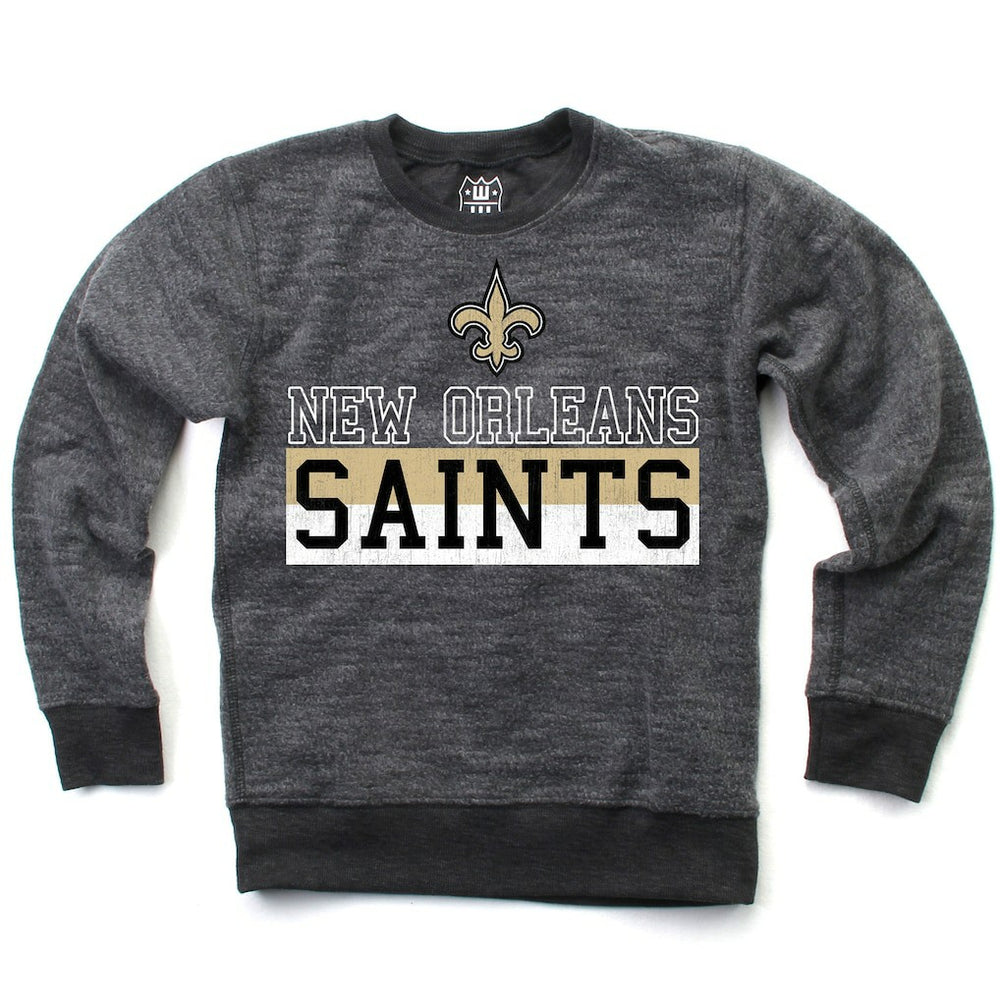 New Orleans Saints Wes & Willy Youth Reversible Fleece Pullover Sweatshirt - Black - NFL