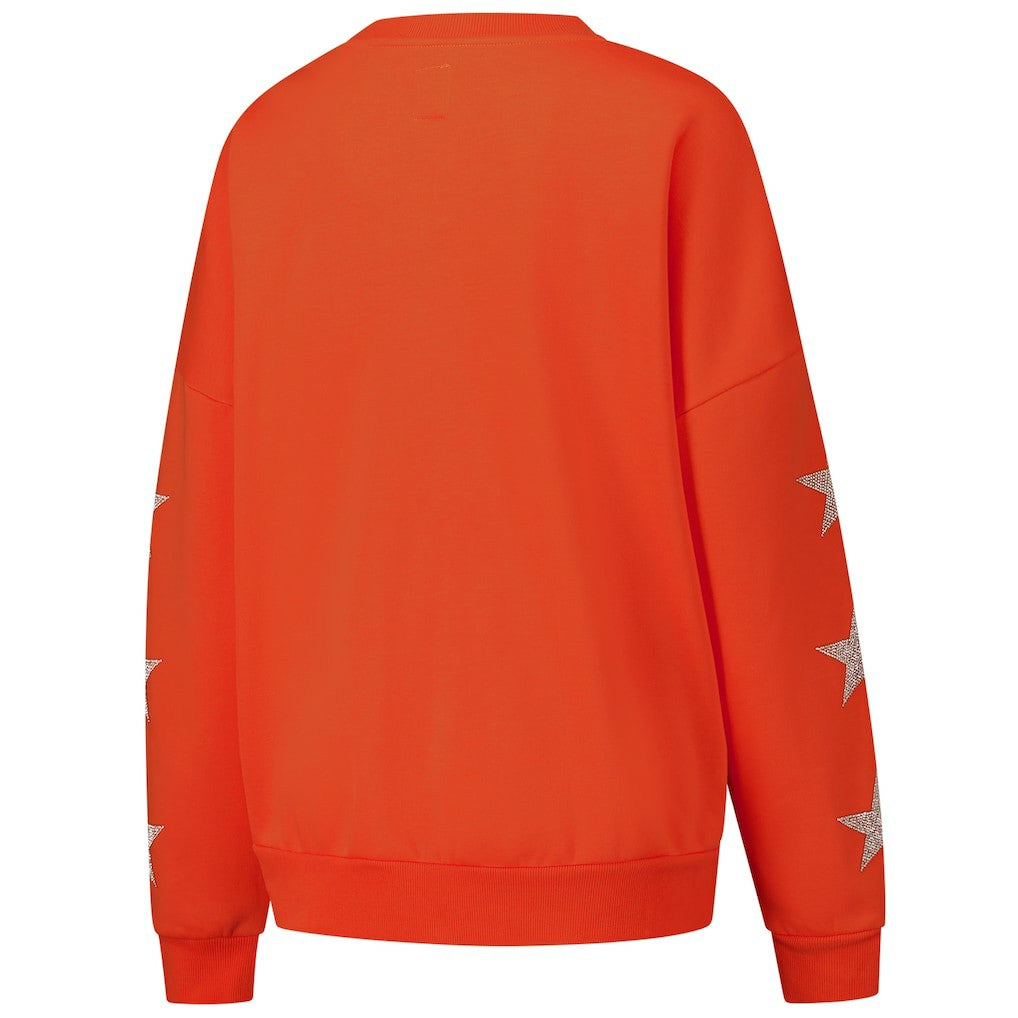 Cleveland Browns Gameday Couture Women's Rhinestone Star Sleeve Settle the Score Oversized Pullover Sweatshirt - Orange - NFL