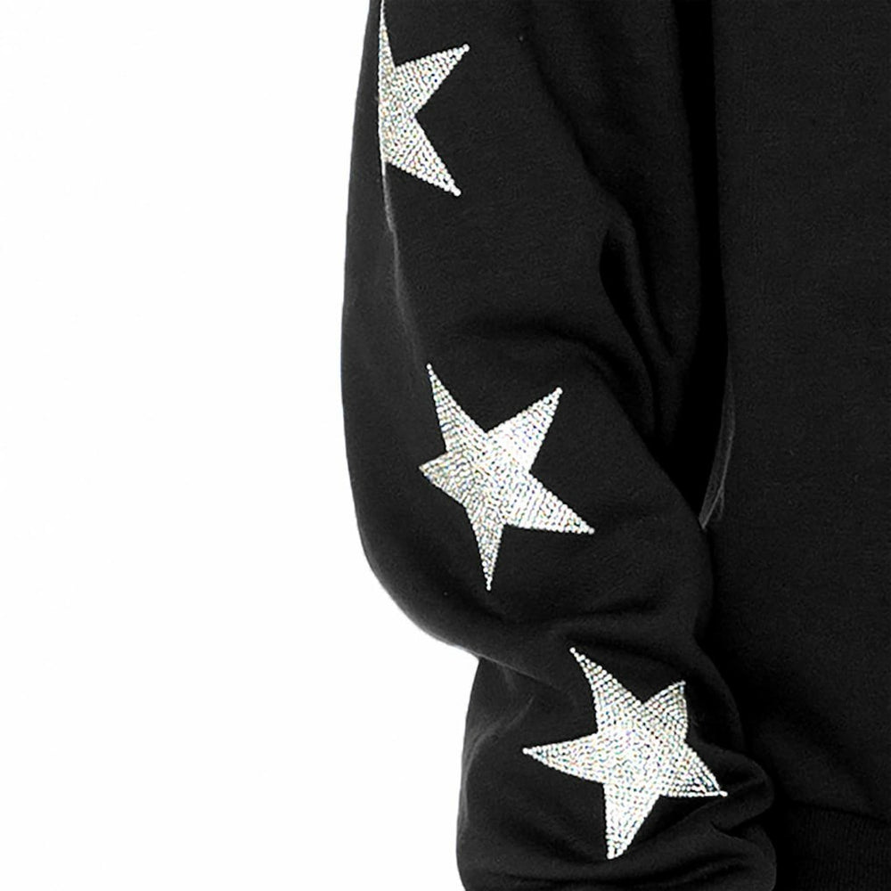 Jacksonville Jaguars Gameday Couture Women's Rhinestone Star Sleeve Settle the Score Oversized Pullover Sweatshirt - Black - NFL