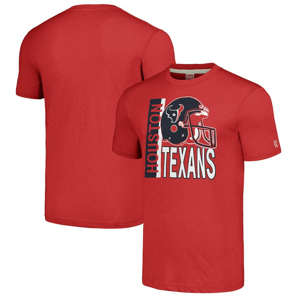 Houston Texans Homage Unisex Helmet Stripe Tri-Blend T-Shirt - Red - NFL