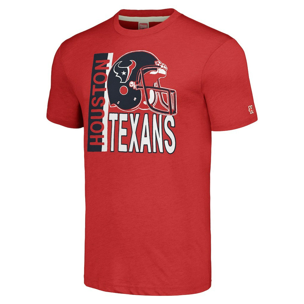 Houston Texans Homage Unisex Helmet Stripe Tri-Blend T-Shirt - Red - NFL