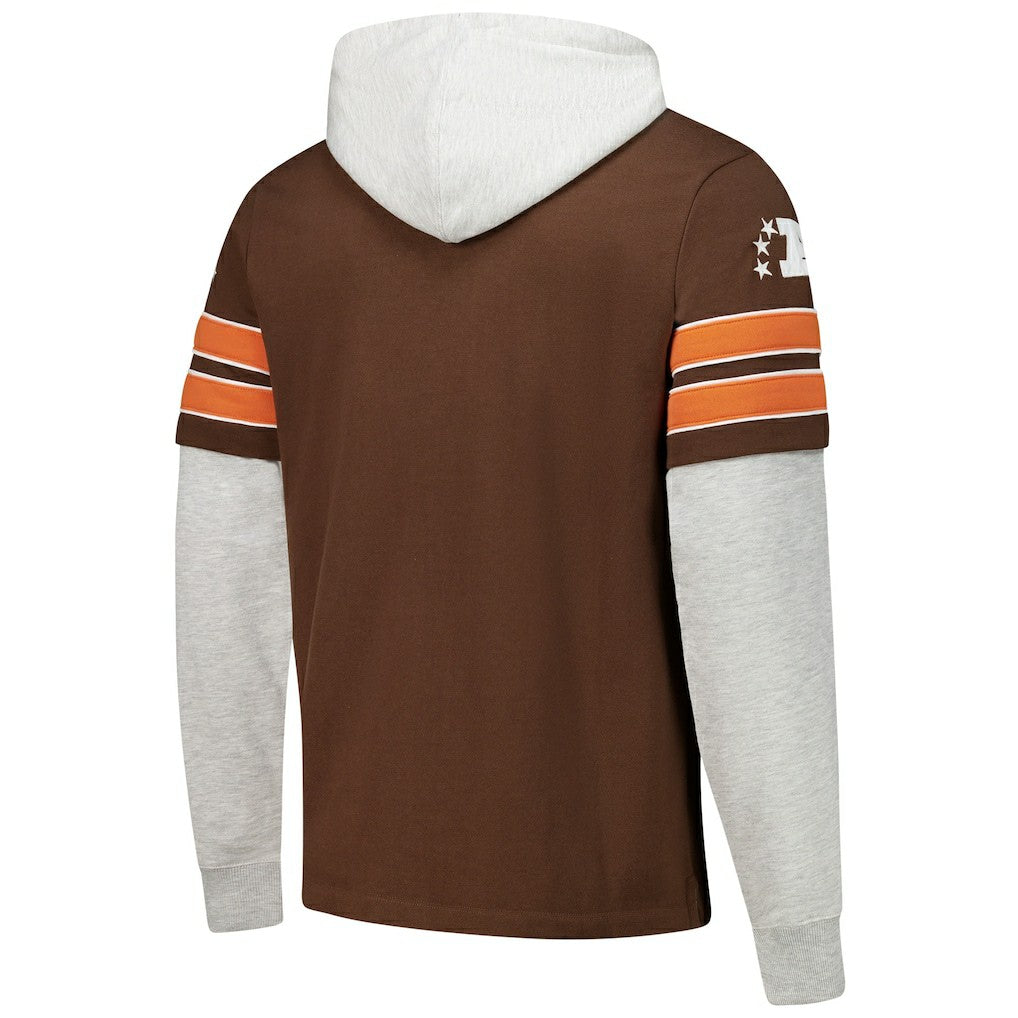 Cleveland Browns '47 Throwback Double Header Blitz Cornerback Hoodie - Brown - 47 brand