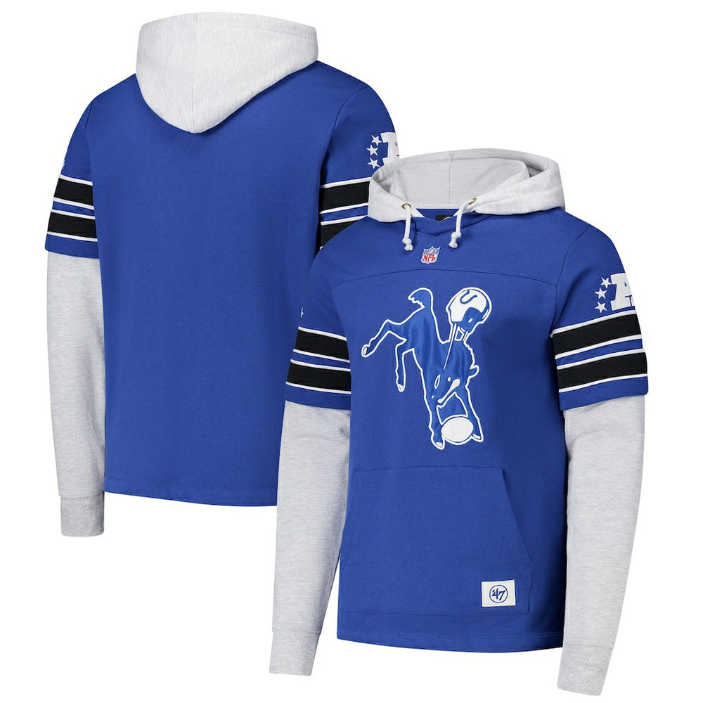 Indianapolis Colts '47 Throwback Double Header Blitz Cornerback Hoodie - Royal - 47 brand