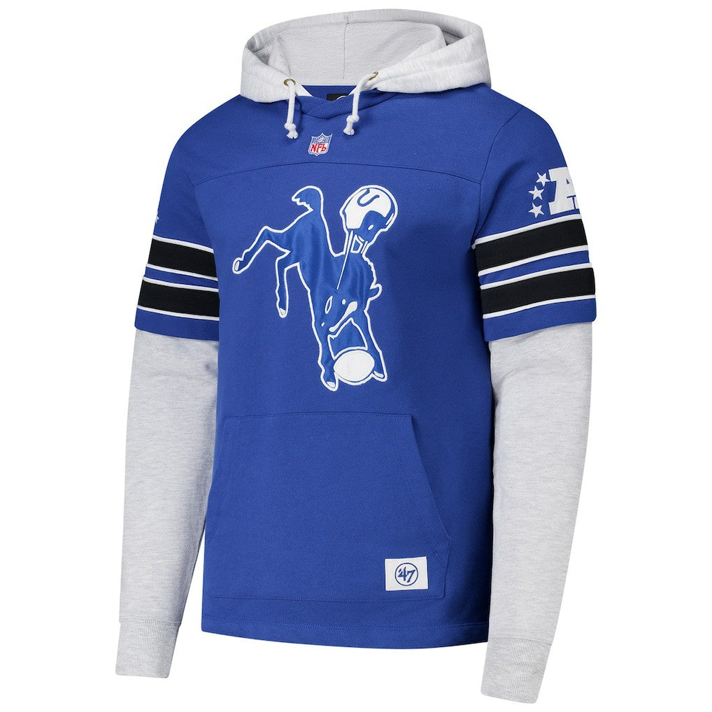 Indianapolis Colts '47 Throwback Double Header Blitz Cornerback Hoodie - Royal - 47 brand
