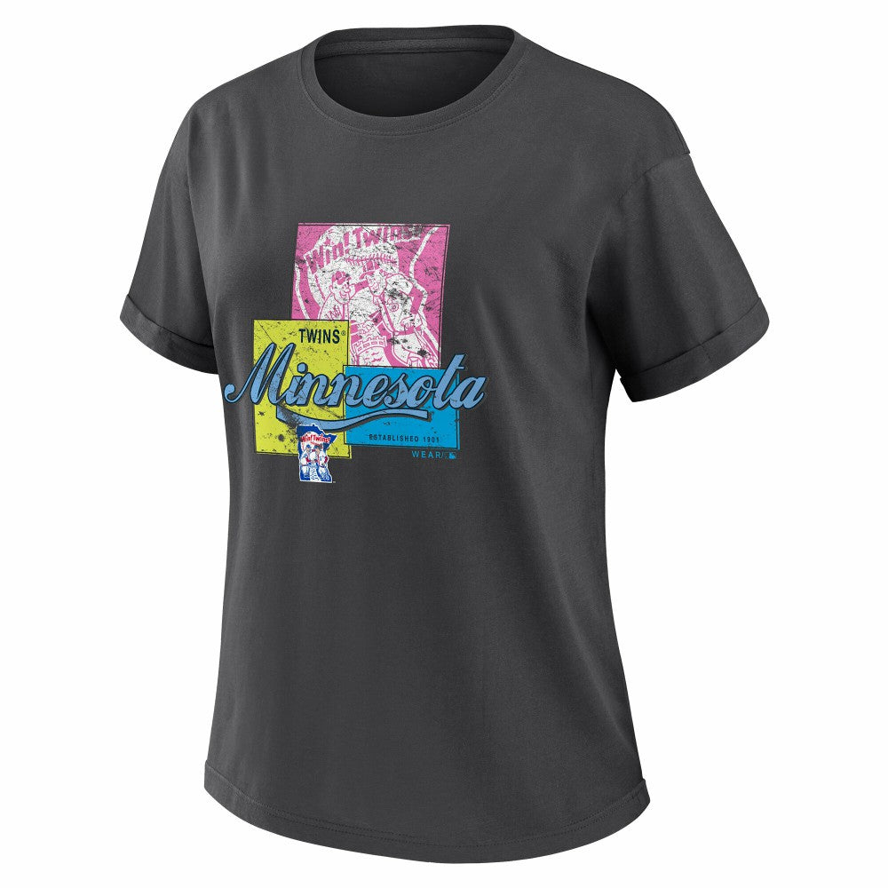 Minnesota Twins WEAR by Erin Andrews Women's Domestic Box Color Boyfriend T-Shirt Online