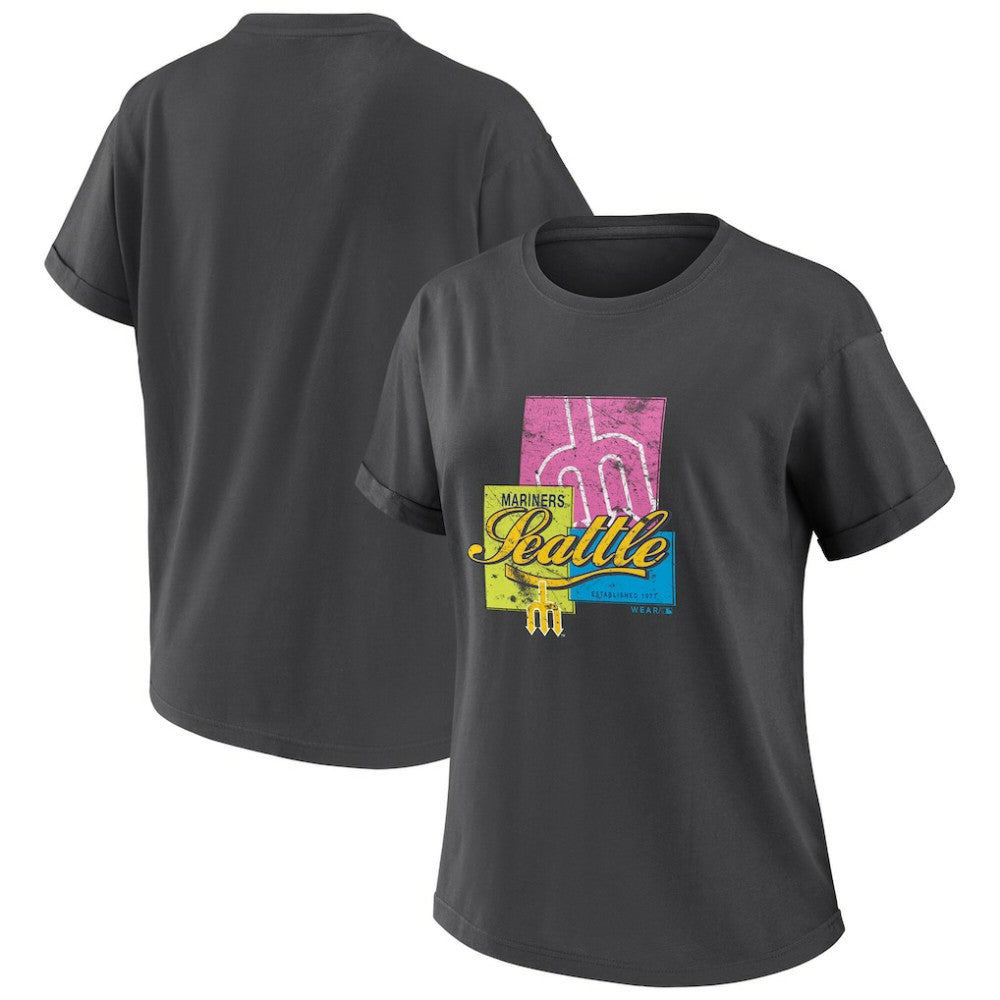 Seattle Mariners WEAR by Erin Andrews Women's Domestic Box Color Boyfriend T-Shirt Outlet