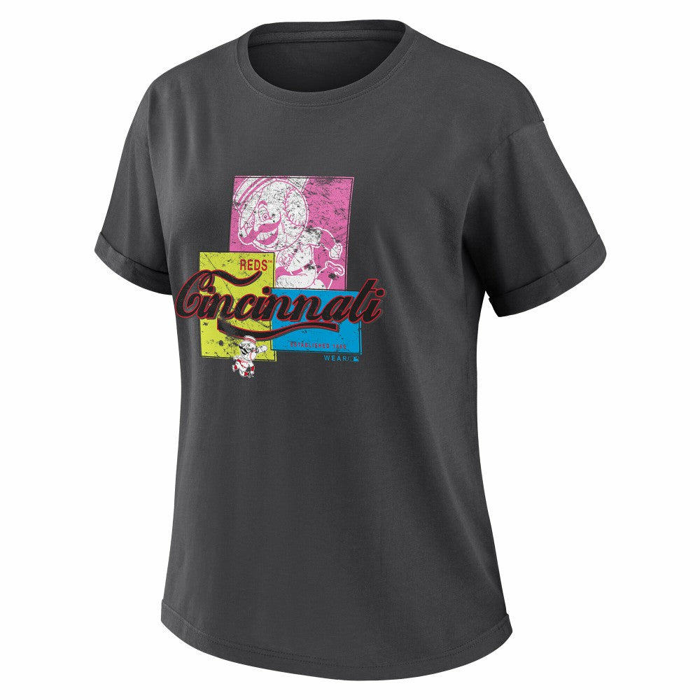 Cincinnati Reds WEAR by Erin Andrews Women's Domestic Box Color Boyfriend T-Shirt Discount