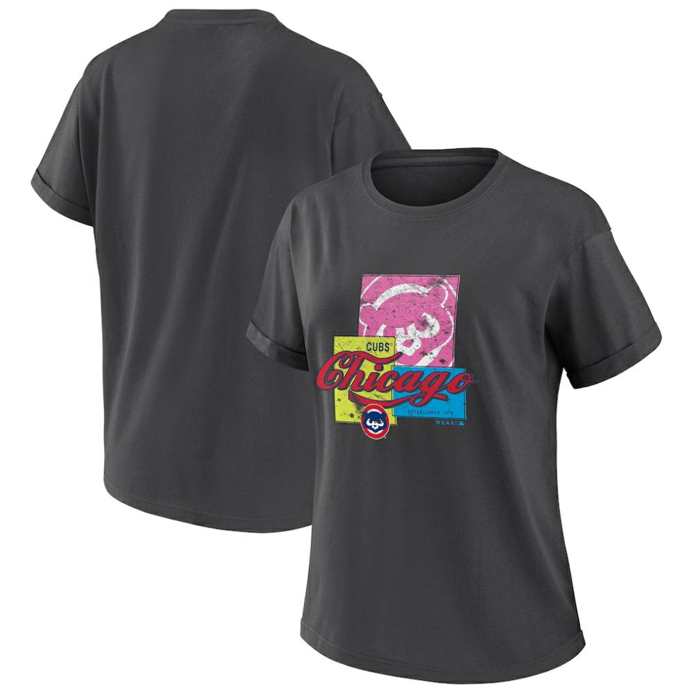 Chicago Cubs WEAR by Erin Andrews Women's Domestic Box Color Boyfriend T-Shirt Outlet