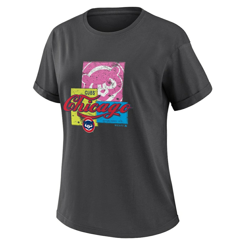 Chicago Cubs WEAR by Erin Andrews Women's Domestic Box Color Boyfriend T-Shirt Outlet