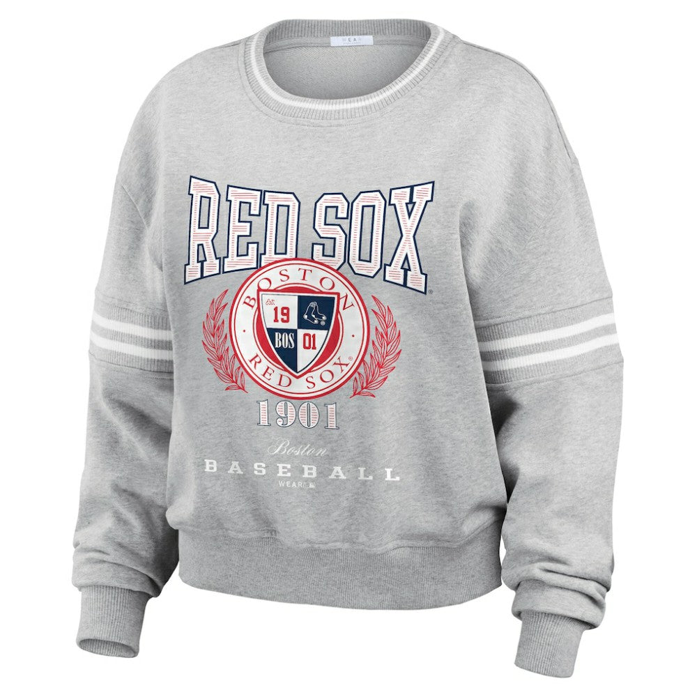 Boston Red Sox WEAR by Erin Andrews Women's Domestic Crest Pullover Sweatshirt Near Me