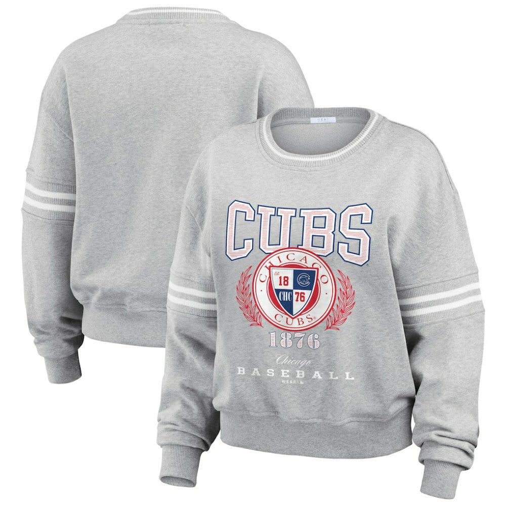 Chicago Cubs WEAR by Erin Andrews Women's Domestic Crest Pullover Sweatshirt Near Me