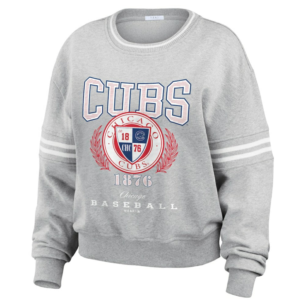 Chicago Cubs WEAR by Erin Andrews Women's Domestic Crest Pullover Sweatshirt Near Me