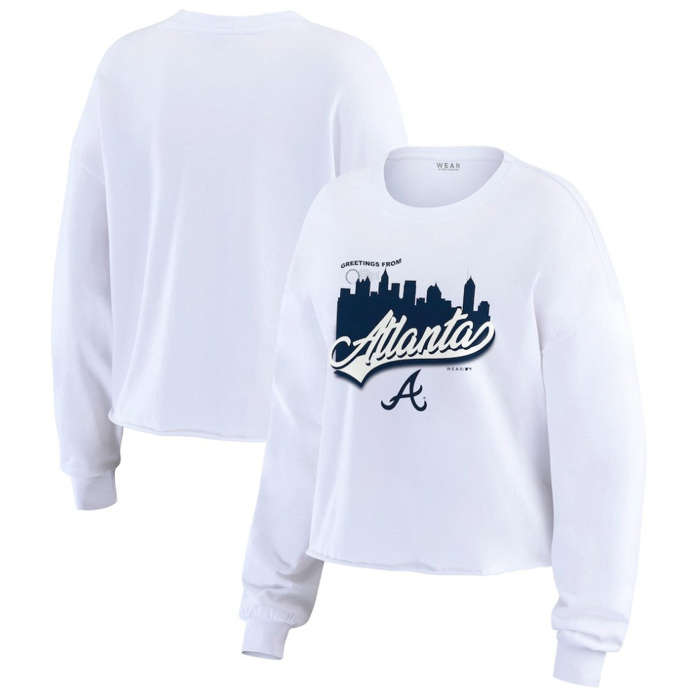 Atlanta Braves WEAR by Erin Andrews Women's Domestic Postcard Long Sleeve T-Shirt Sale