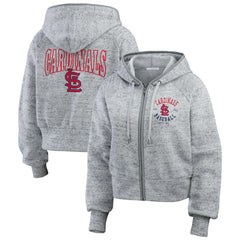 St. Louis Cardinals WEAR by Erin Andrews Women's Speckled Fleece Cropped Full-Zip Hoodie Discount