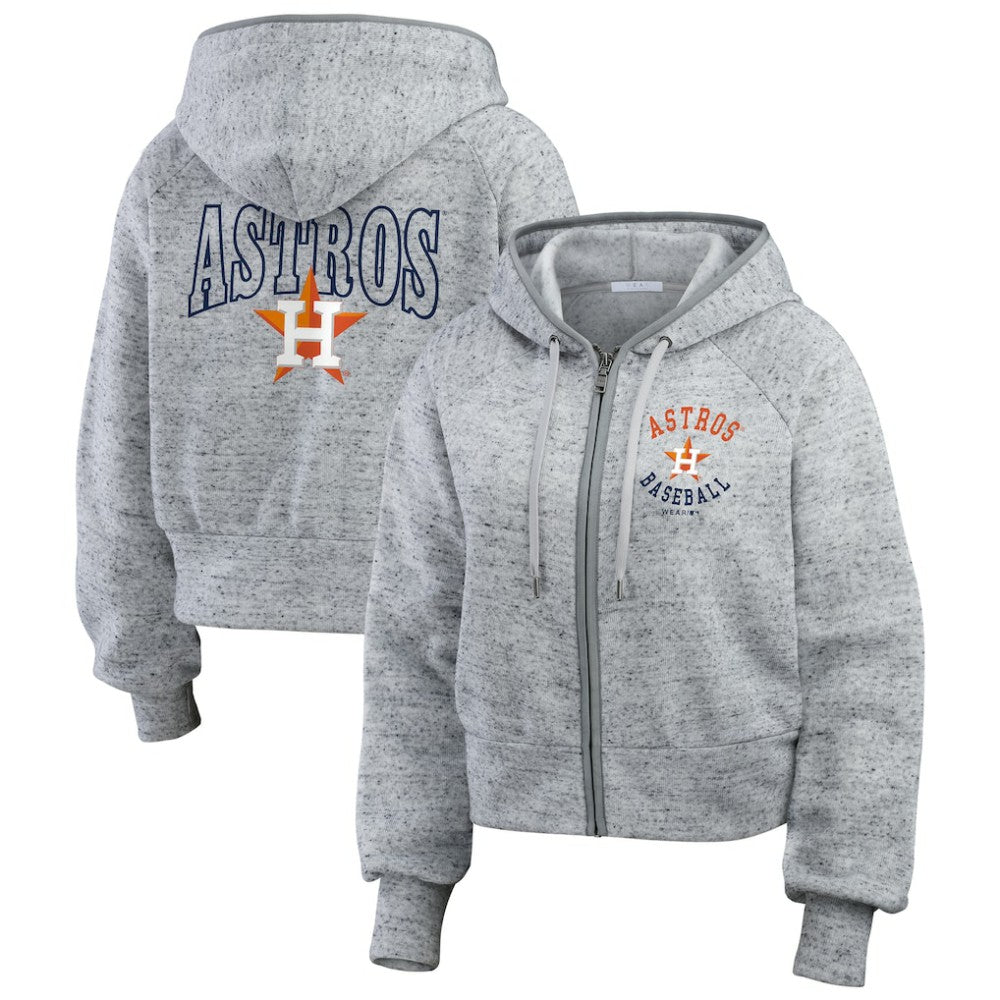 Houston Astros WEAR by Erin Andrews Women's Speckled Fleece Cropped Full-Zip Hoodie Online