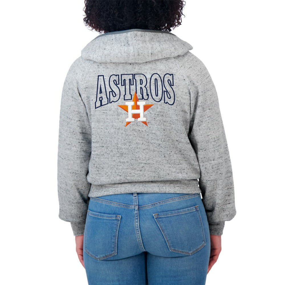 Houston Astros WEAR by Erin Andrews Women's Speckled Fleece Cropped Full-Zip Hoodie Online