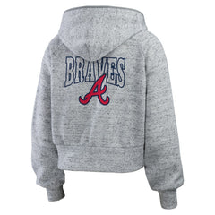 Atlanta Braves WEAR by Erin Andrews Women's Speckled Fleece Cropped Full-Zip Hoodie for sale