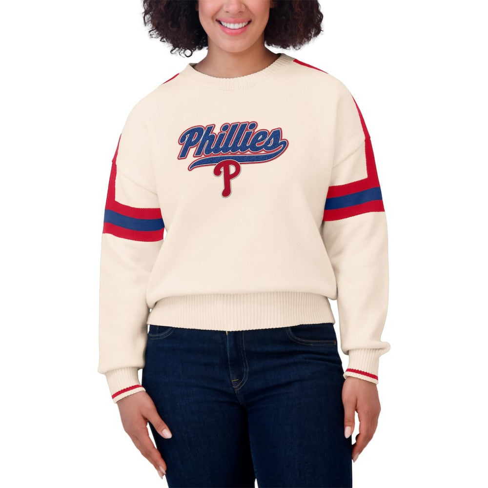 Philadelphia Phillies WEAR by Erin Andrews Women's Stripe Pullover Sweater for sale