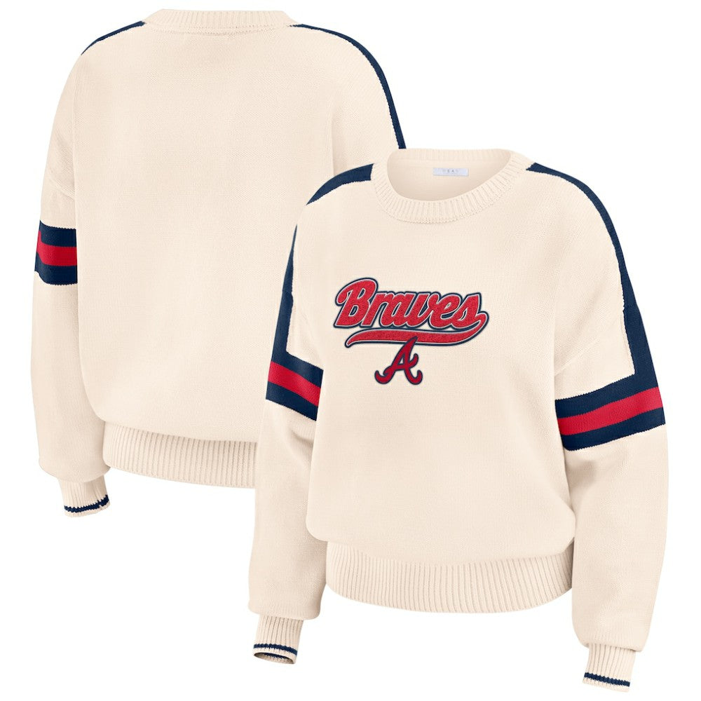 Atlanta Braves WEAR by Erin Andrews Women's Stripe Pullover Sweater for sale