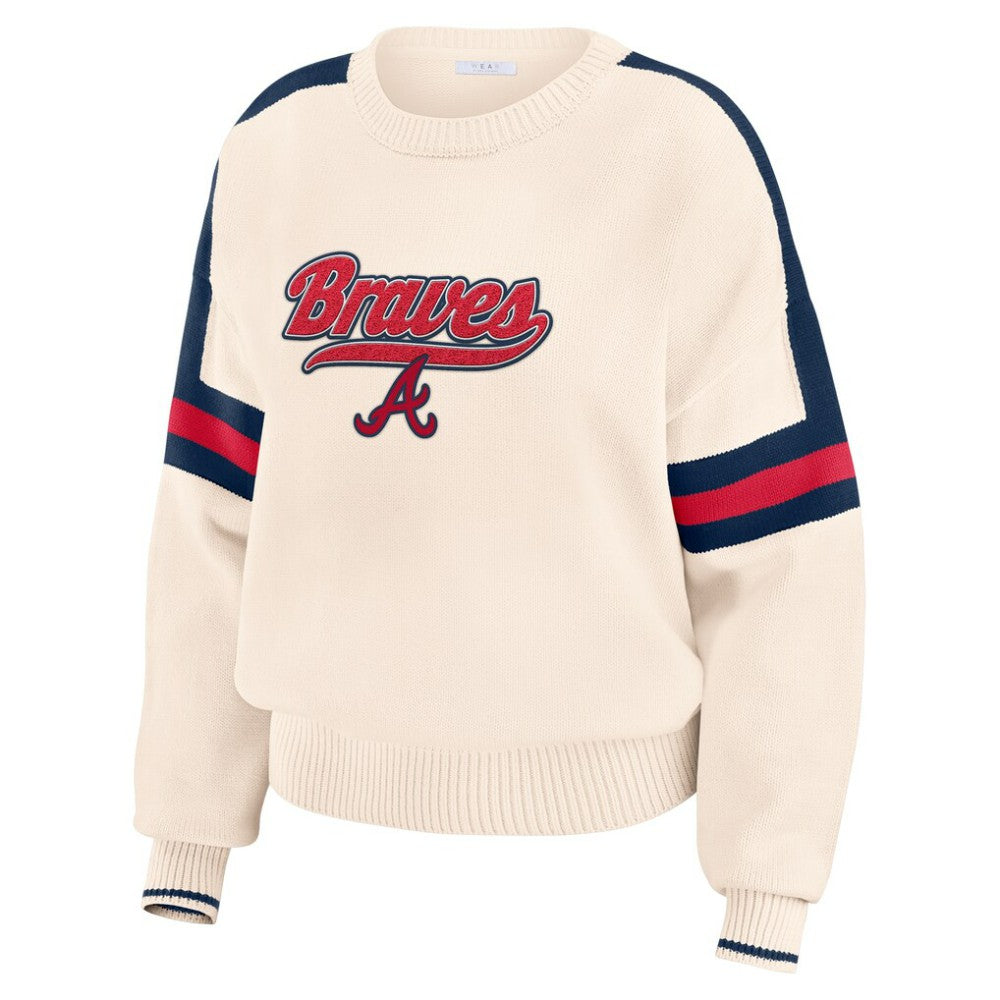 Atlanta Braves WEAR by Erin Andrews Women's Stripe Pullover Sweater for sale