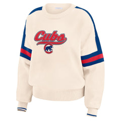 Chicago Cubs WEAR by Erin Andrews Women's Stripe Pullover Sweater Outlet