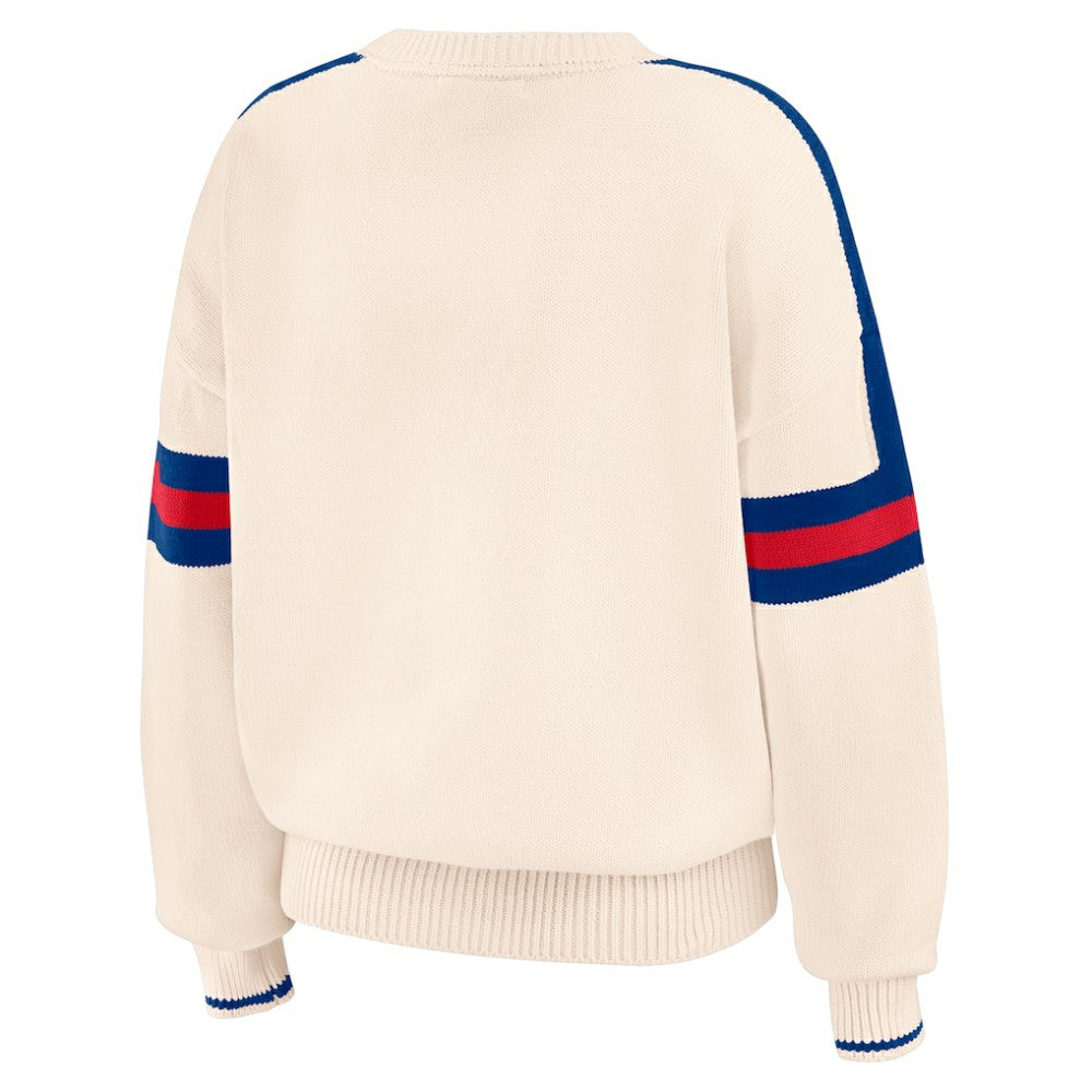 Chicago Cubs WEAR by Erin Andrews Women's Stripe Pullover Sweater Outlet
