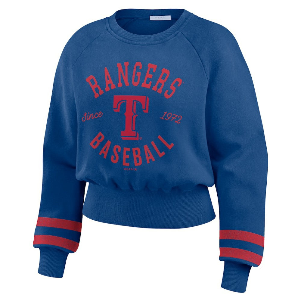 Texas Rangers WEAR by Erin Andrews Women's Vintage Washed Cropped Pullover Sweatshirt Online