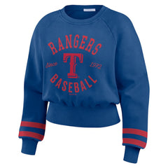 Texas Rangers WEAR by Erin Andrews Women's Vintage Washed Cropped Pullover Sweatshirt Online