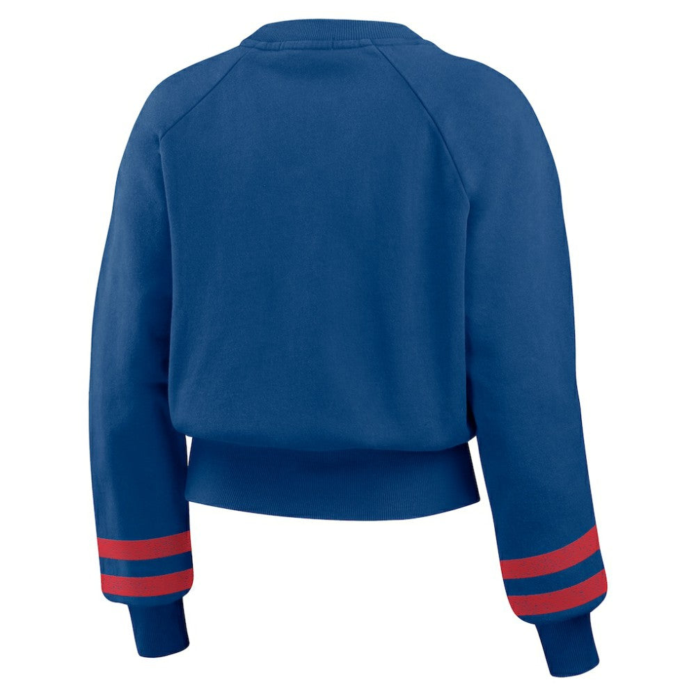 Chicago Cubs WEAR by Erin Andrews Women's Vintage Washed Cropped Pullover Sweatshirt for sale