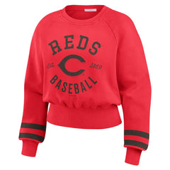 Cincinnati Reds WEAR by Erin Andrews Women's Vintage Washed Cropped Pullover Sweatshirt for sale