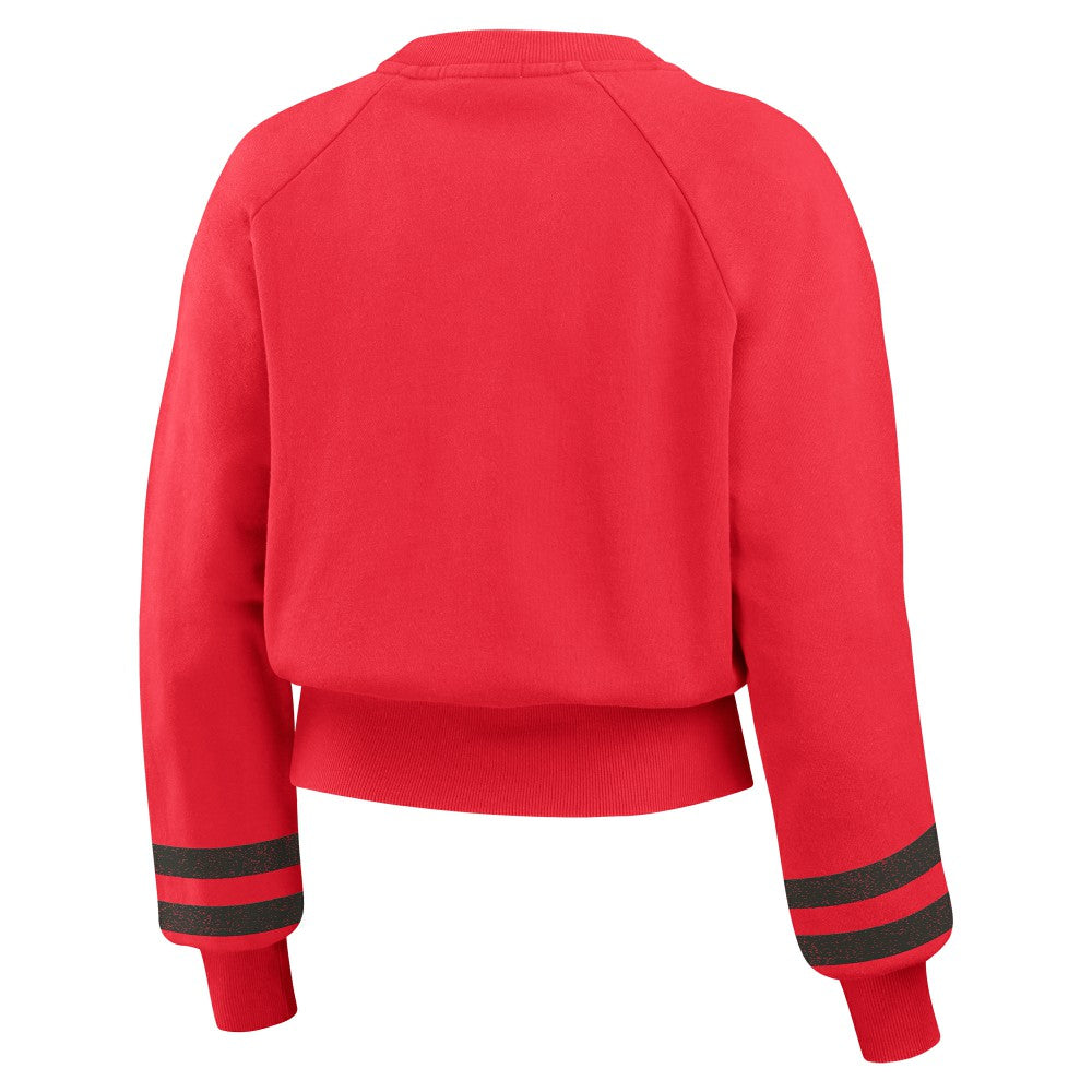 Cincinnati Reds WEAR by Erin Andrews Women's Vintage Washed Cropped Pullover Sweatshirt for sale